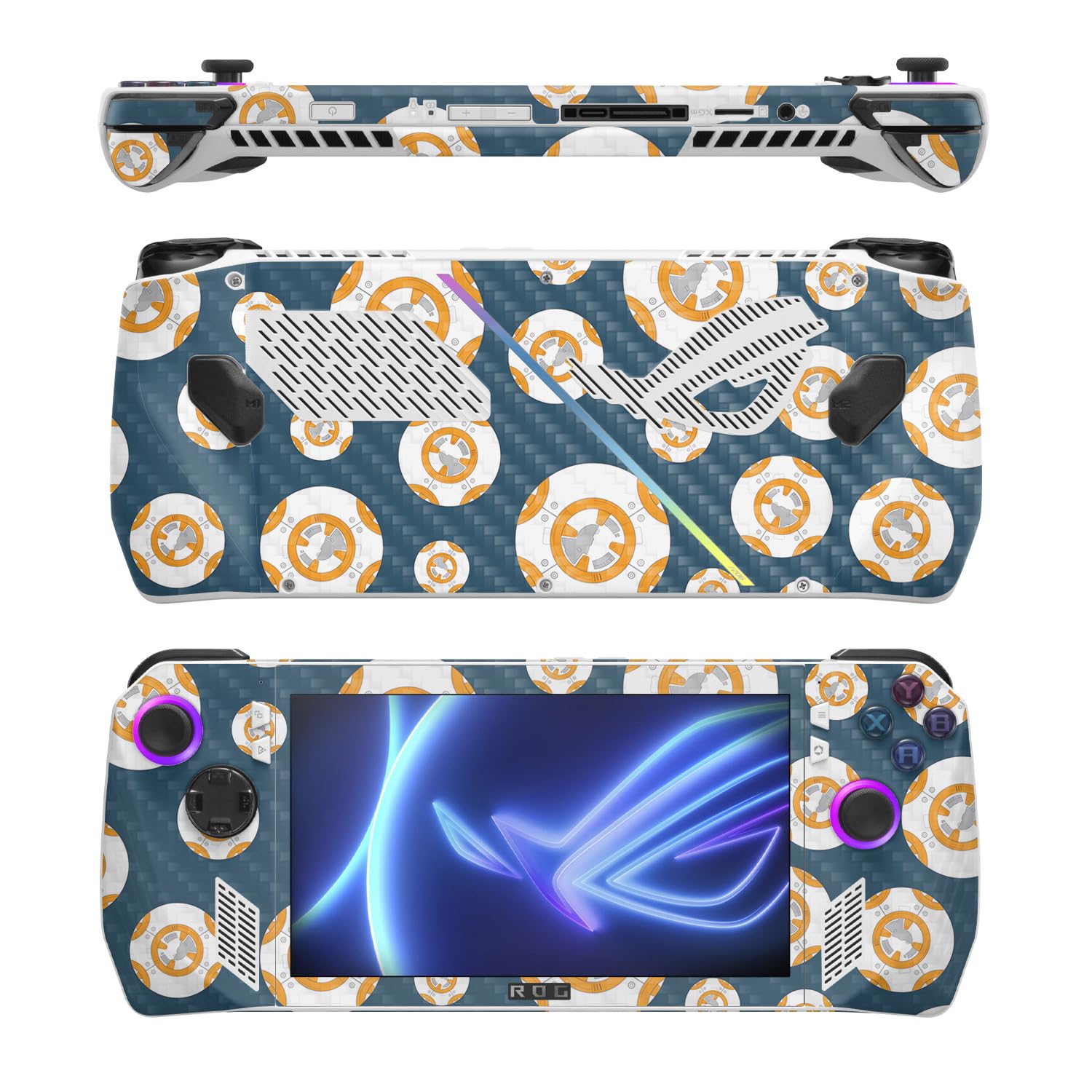 MightySkins Carbon Fiber Skin Compatible with Asus ROG Ally - Mini Galaxy Bots | Protective, Durable Textured Carbon Fiber Finish | Easy to Apply