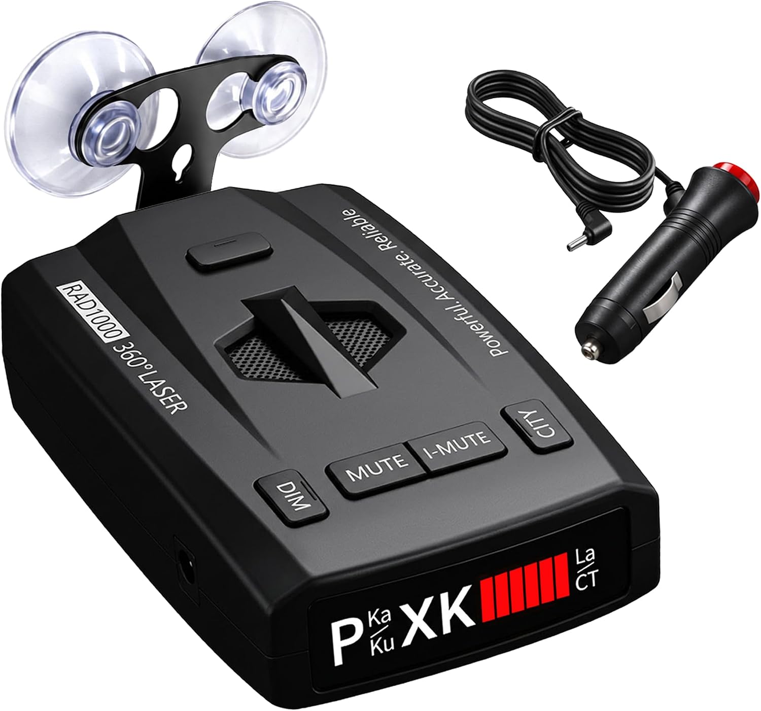 Radar Detector for Cars, Long Range Radar & Laser Detector Up to 1,100 Yards, X/K/Ka/KU/ST/CT Band Detection, DSP False Alert Filtering, Voice Alerts, RDD Stealth Technology, City/Highway Modes