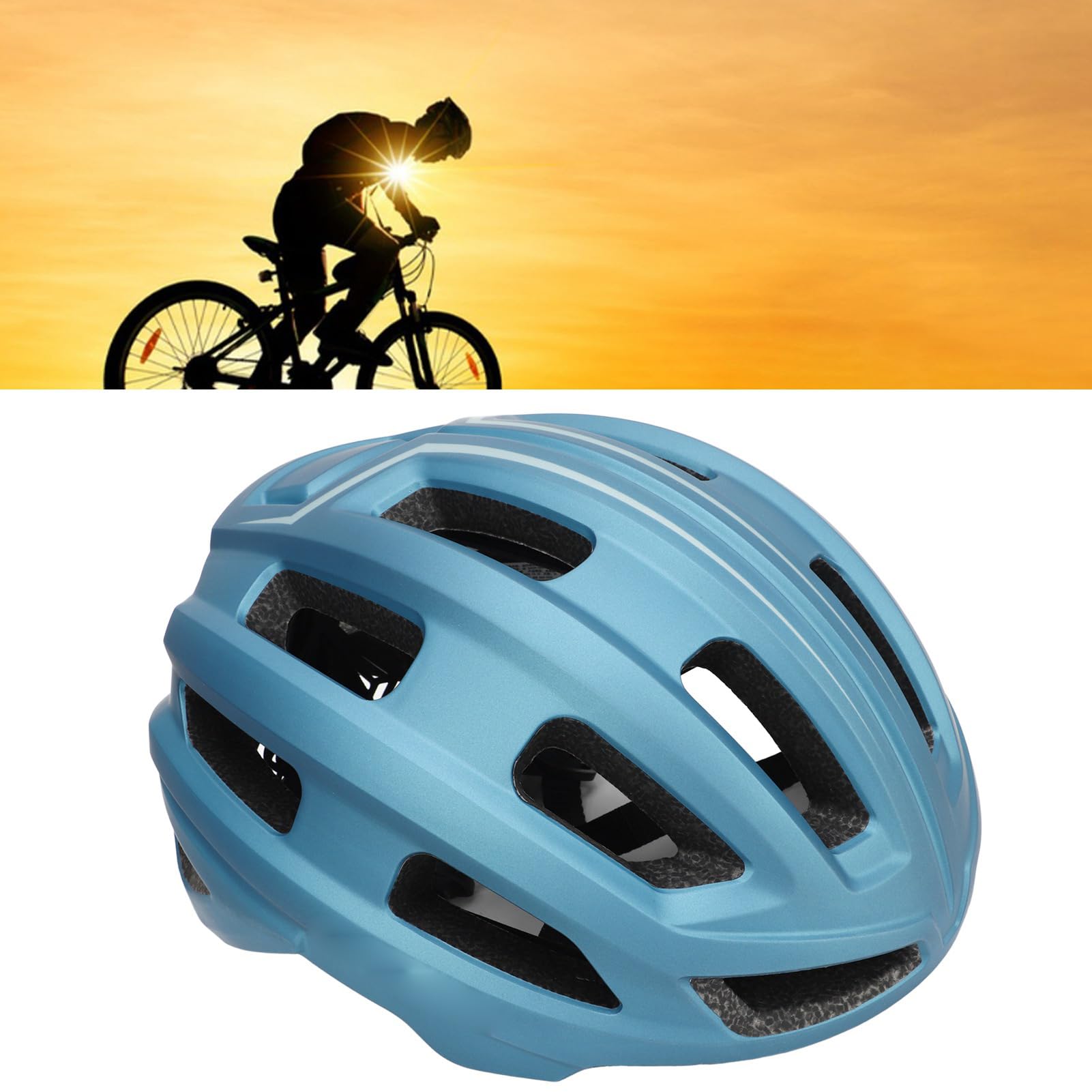 Caschetto da Bicicletta Leggero per Uomini e Donne, 61-65 Cm / 24-25.6 Pollici Regolabile, Casco da Mountain Bike Traspirante con Corpo in Schiuma EPS e Guscio in PC (Blu Navy)