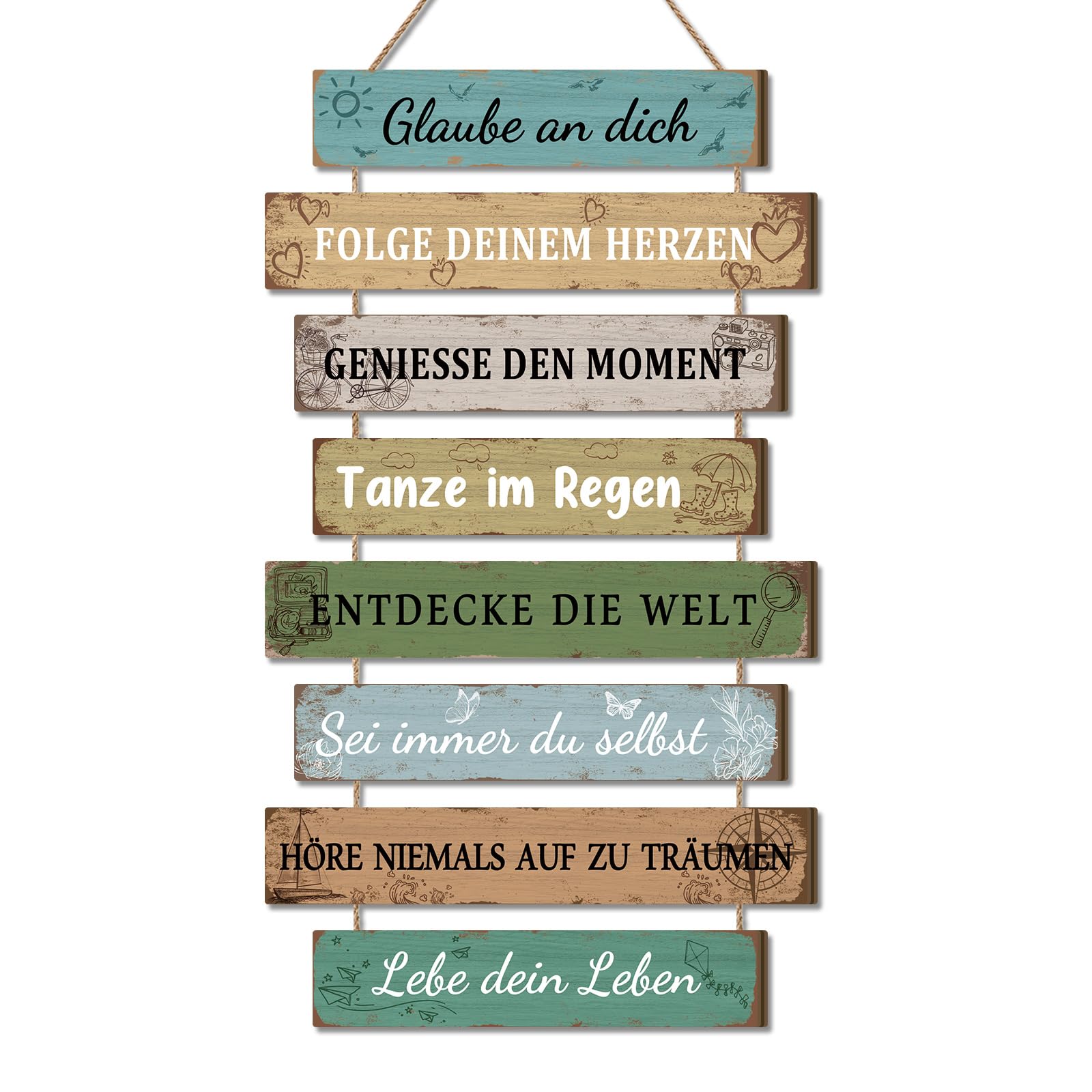 CHDITB Insirierende Wanddeko Wandbild,Bilder mit Sprüchen,Motivierende Familienregeln Lebenseinstellung,Schild Familie,Jugendweihe Deko Mädchen Jungen,Glaube an Dich,Familienschild Mit Sprüchen
