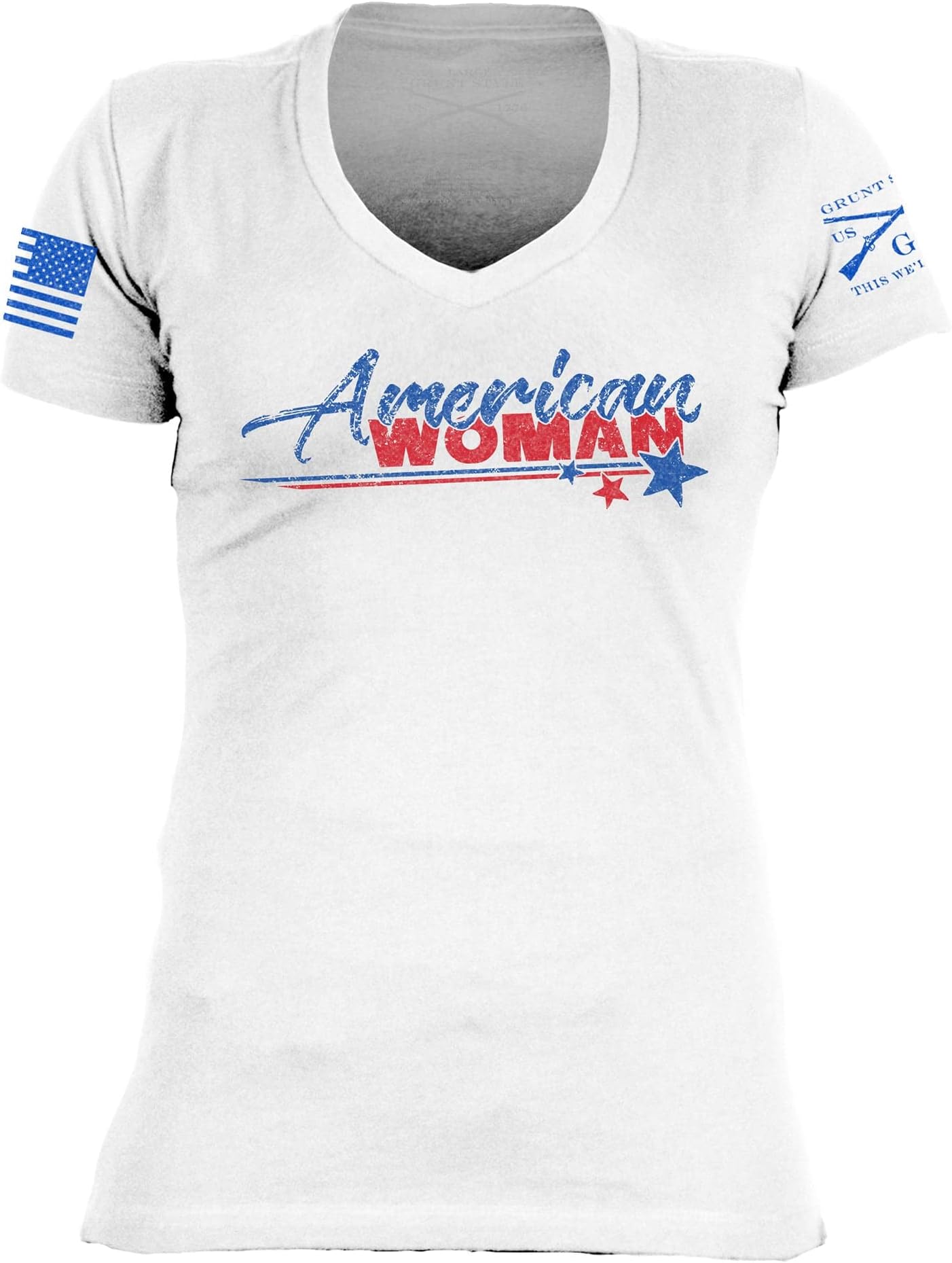 Grunt StyleAmerican Woman Women's V-Neck T-Shirt