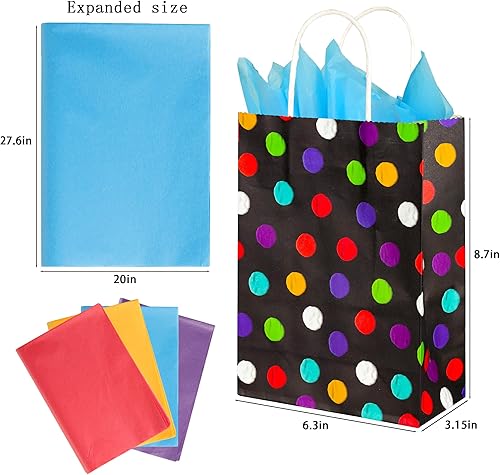 Miniatura 3 de BLEWINDZ 24 bolsas de regalo pequeñas con pañuelos, bolsas de regalo de fiesta para niños, bolsas de regalo arcoíris para cumpleaños, baby showers,