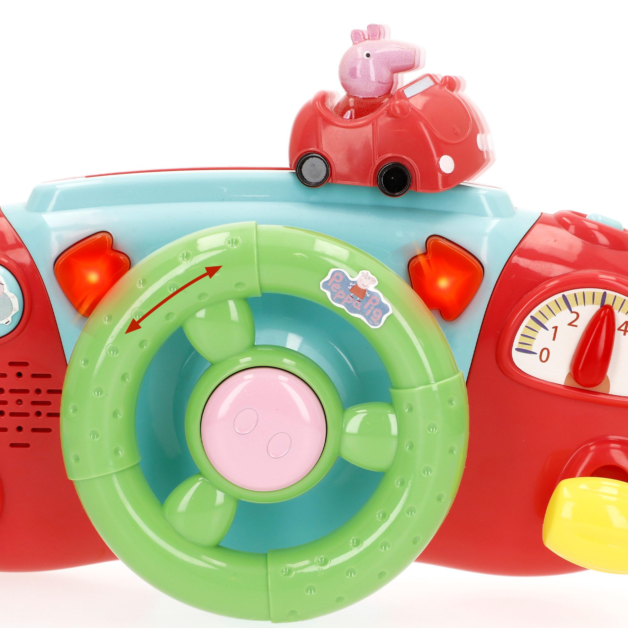 ColorBaby Peppa Pig Lenkrad für Kinderwagen, Ankergriff, buntes Design, Peppa, George und Seine Freunde, interaktive Spiele, Aktivitäten für Kinder ab 6 Monaten (39159)