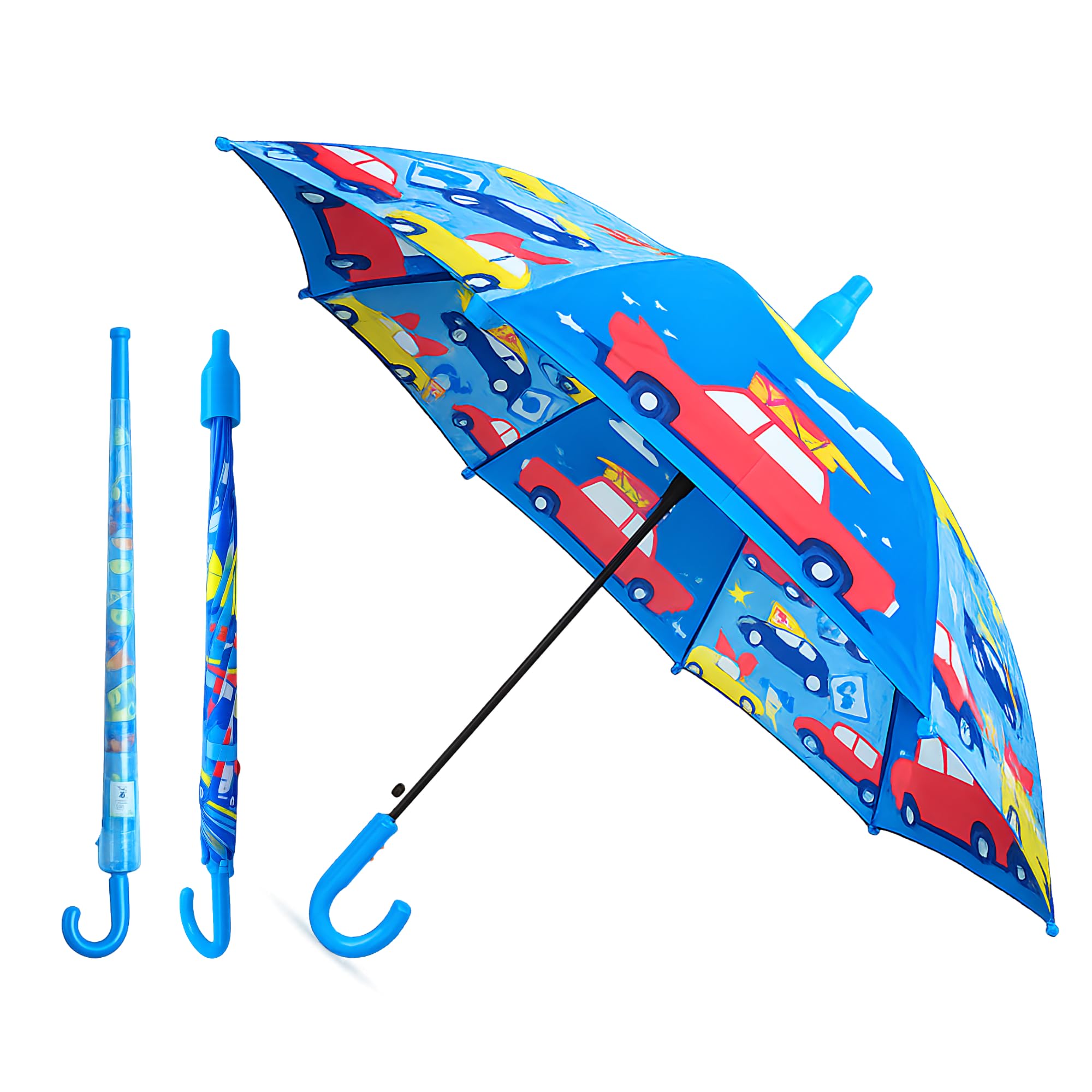 Crackles Kids PG Fabric Umbrella for Rain | Cute Cartoon Print | One Click Open | Telescopic Safety Cover | No Pinching Design | Lightweight Non-Foldable School Umbrella for Boys & Girls-picture-47
