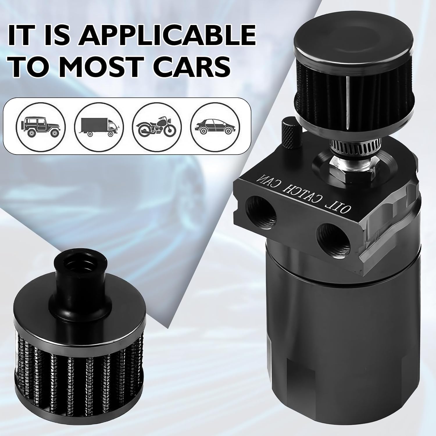 Aicharynic Réservoir de récupération d'huile avec filtre à air, canne à huile de 400ml, réservoir de récupération d'huile en aluminium, réservoir à huile, réservoir de voiture avec accessoires, tuyau