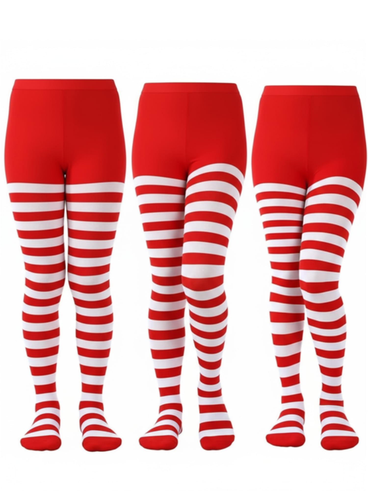 Sumind 3 Pairs Striped Tights Full Length Tights Thigh High Stocking for St Patricks Day Cat in The Hat Costume Accessory