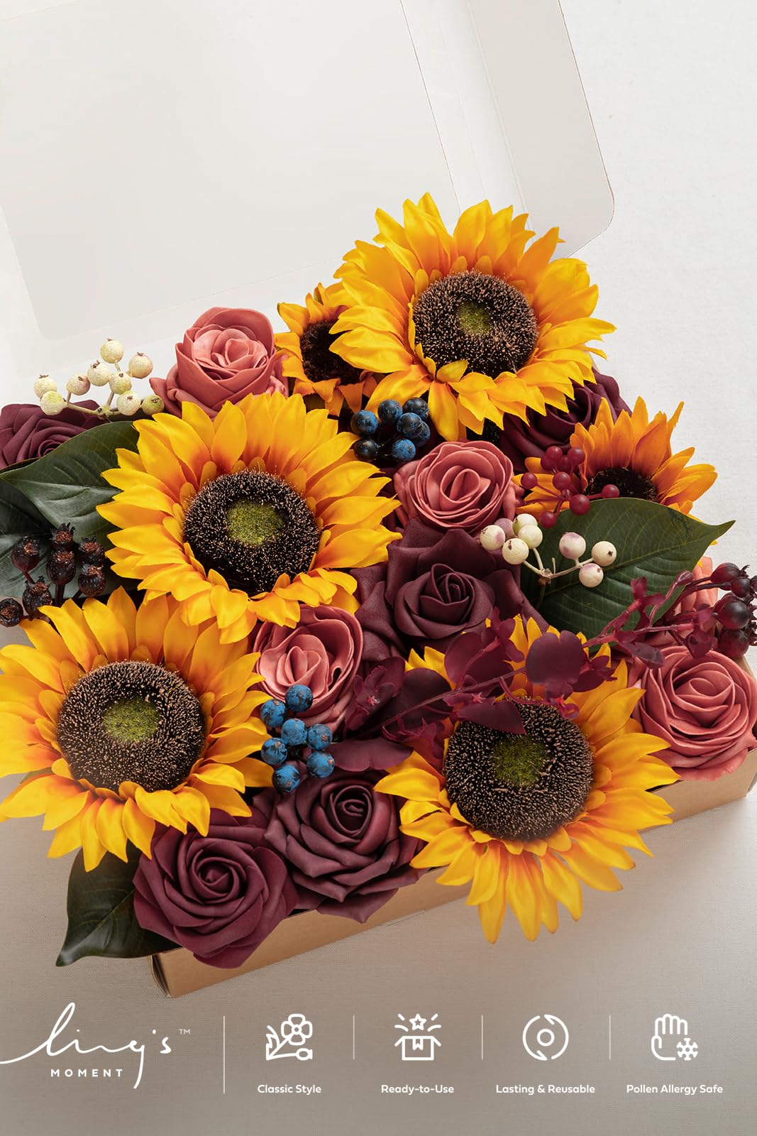 Amazon.com: Ling's moment Fake Flowers Box, Faux Artificial