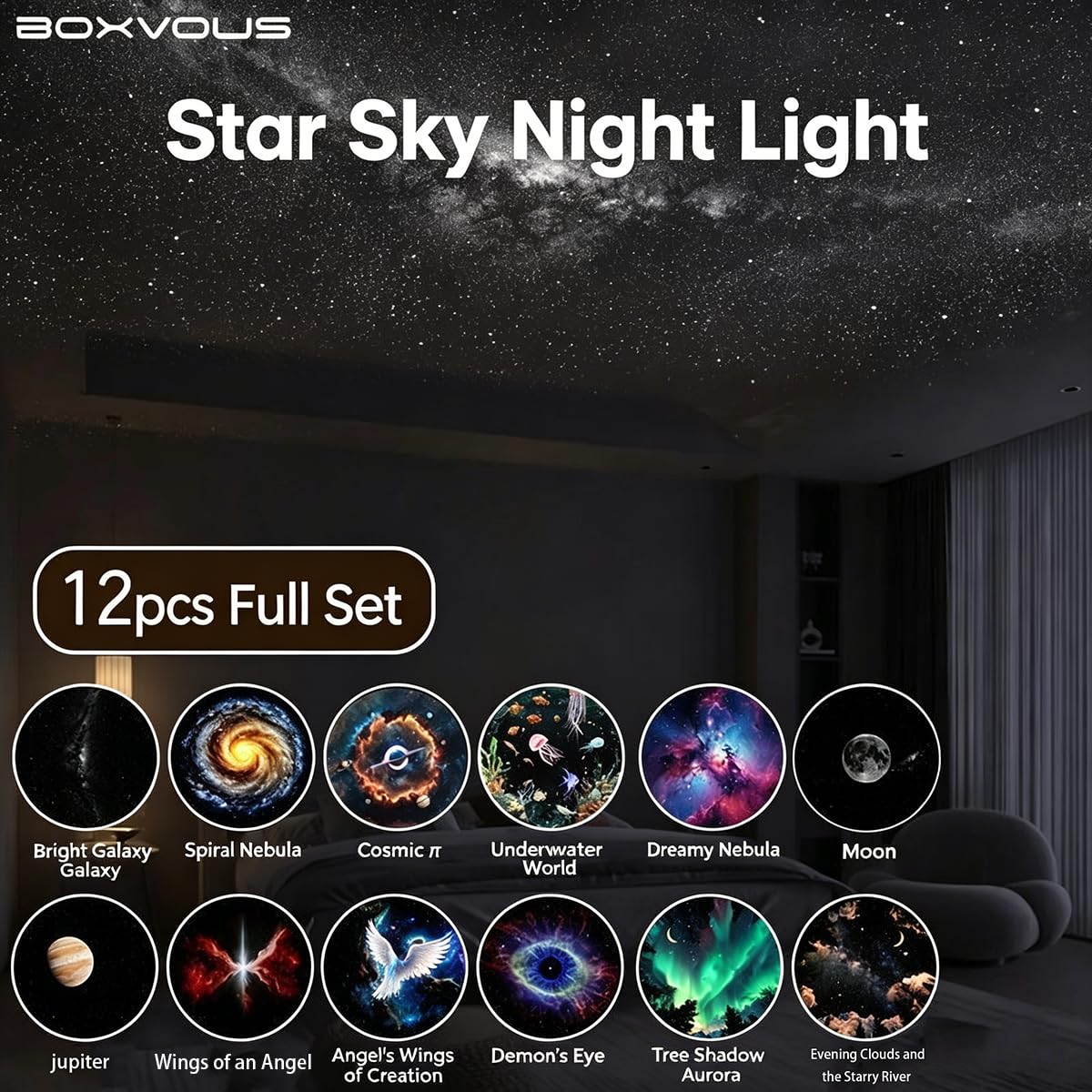 Genérico 2-in-1 Galaxy Projector Night Light, Mini Galaxy Projector, USB Portable Starry Sky, Adjustable Brightness 360° Rotating Design and LED Mini Night Light for Car,Room Decor (1) — view 3
