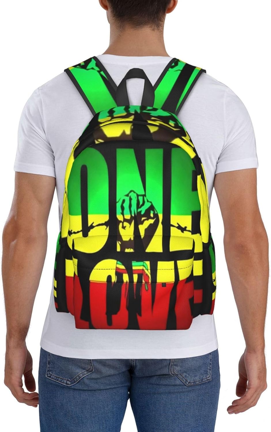 One Loves Jamaican Rasta Reggae Backpack Double Shoulder Bag 15 Inch Laptop Bagpacks for Hiking Work Camping Travel