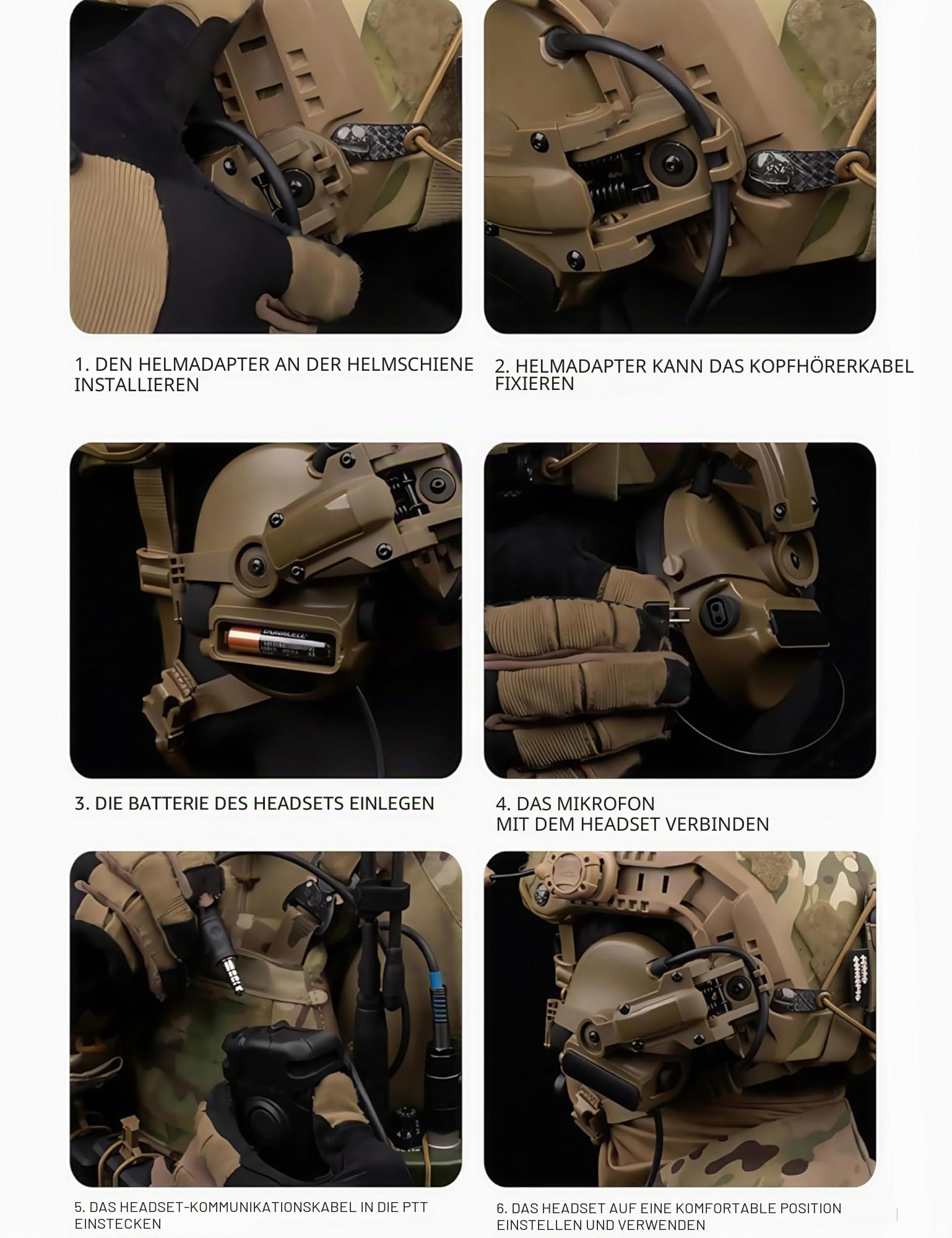 ACEXIER Taktisches Helm-Headset – Kommunikationskopfhörer mit Geräuschunterdrückung, umkehrbares Mikrofon, faltbares Design, NRR21dB-Gehörschutz für Outdoor-Aktivitäten