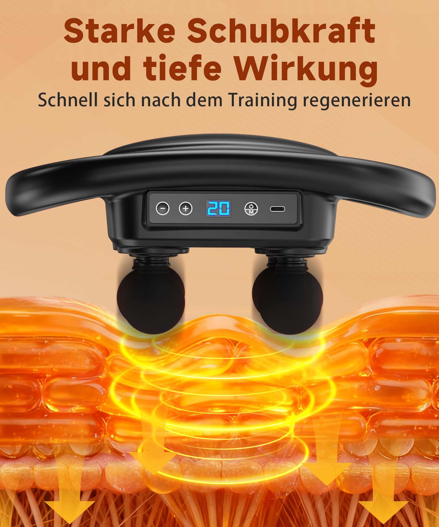 AERLANG Massagepistole,6-Kopf Massagepistole,Massage Gun,Elektrische Handmassagegeräte,Rückenmassagegerät,Die richtige Geschenkwahl
