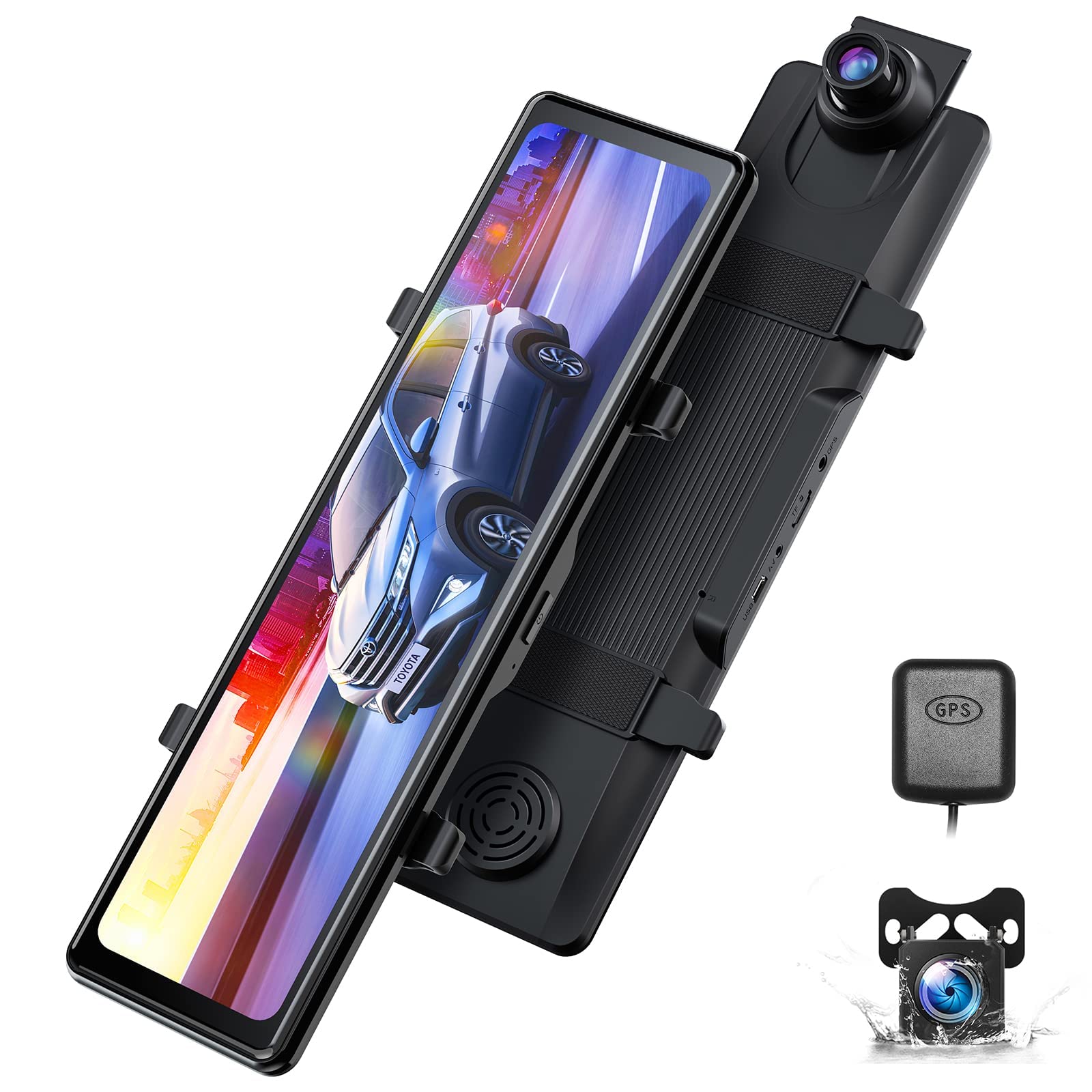 Hd Car Rearview Mirror Driving Camera Touch Screen and Waterproof Rearview Mirror Parking Monitor GP