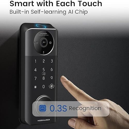 Miniatura 2 de Cerradura inteligente de video con cámara anillo 6 en 1+cámara 2K+cerradura de puerta de entrada sin llave de huellas dactilares, cerrojo de