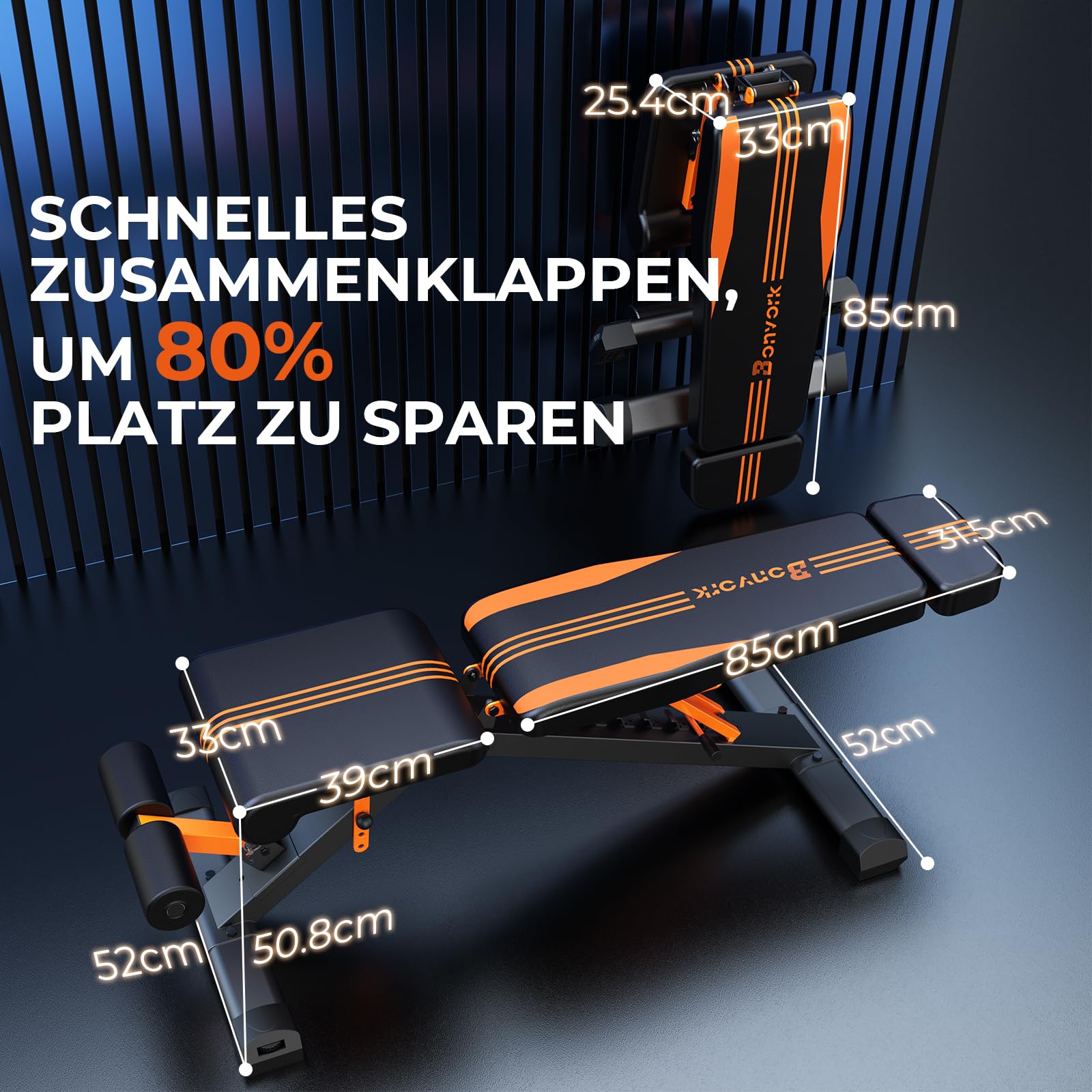 350/400KG hantelbank klappbar - Trainingsbank verstellbar mit 80 * 40MM robustem Stahl, schrägbank für Fitnessstudio zu Hause, Flach Rückgang Bankdrücken Bank für den gesamten Körper
