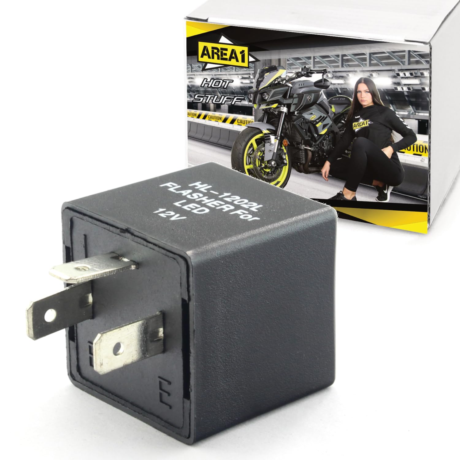 Area1 Motorrad Blinkerrelais Blinkgeber lastunabhängig/digital für LED Blinker, Halogen und Glühbirnen, 12V 0.1-150W 3 Pin / 3-Polig