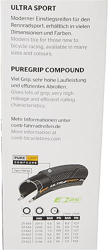 Miniatura 4 de Continental - Neumático de bicicleta de carretera Ultra Sport III (con cámara y aro rígido)