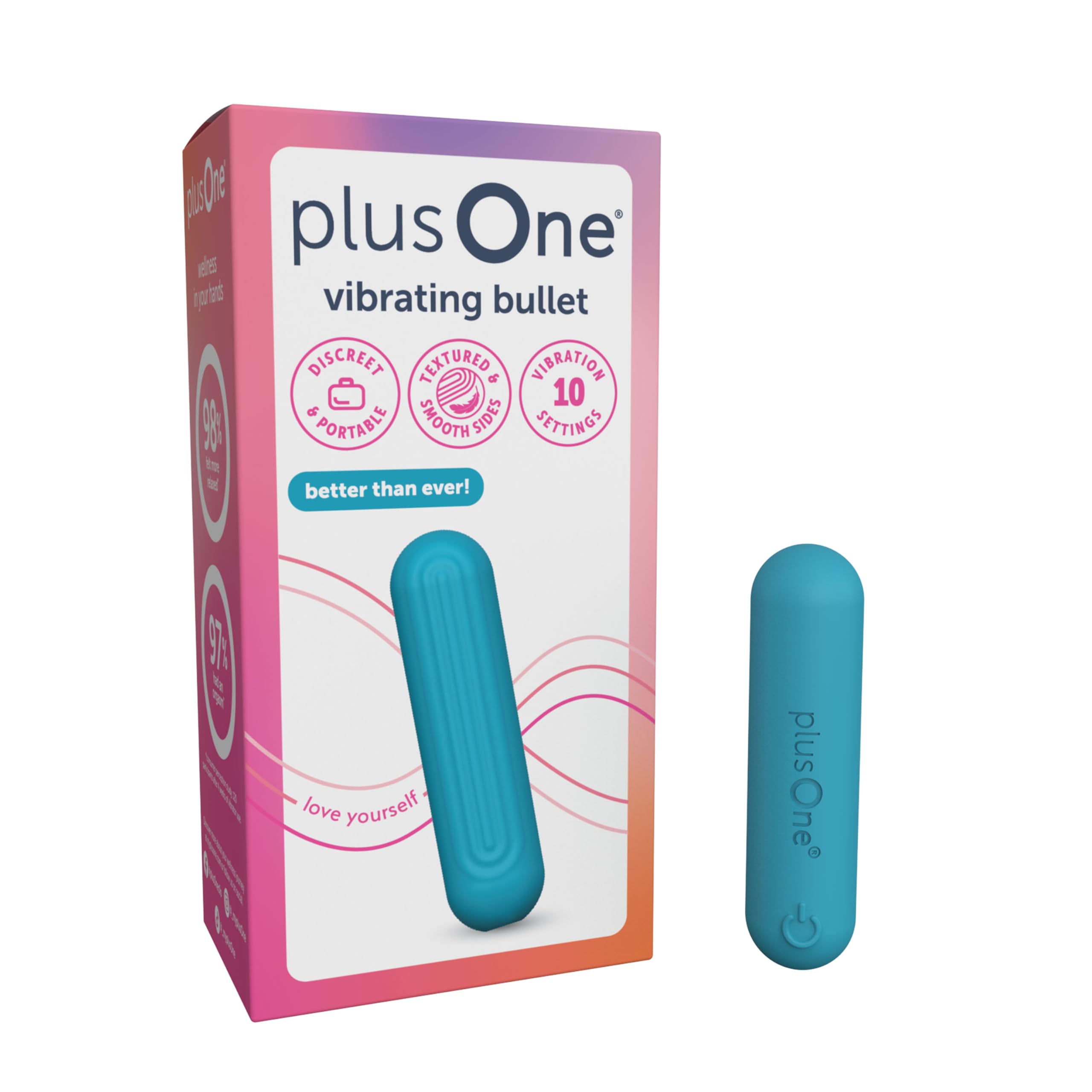 plusOne Bullet Vibrator for Women - Mini Vibrator, Body-Safe Silicone, Teal
