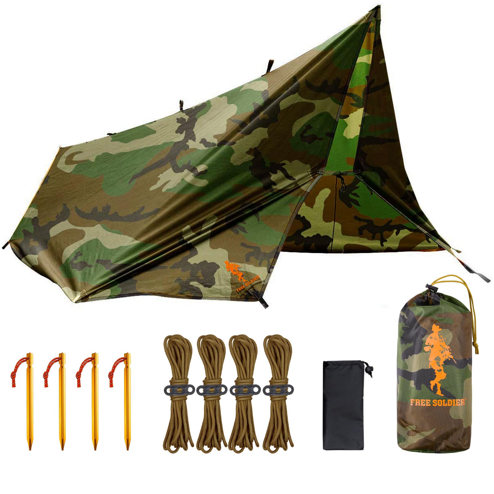 FREE SOLDIER Tarp Waterproof 4 x 4 m Ultralight Tent Tarpaulin UV Protection Camping Awning Tent Outdoor Large Tarp for Camping, Hiking, Outdoor Activities — image 1