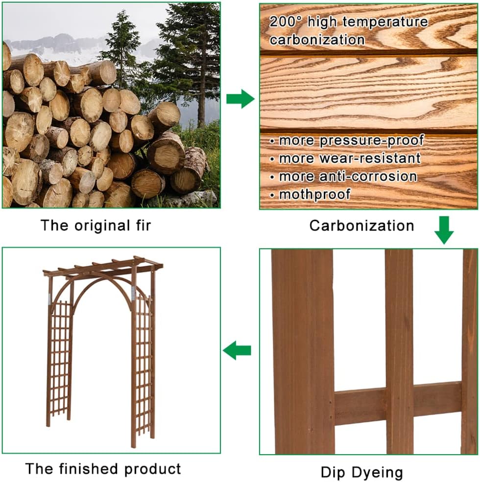 Wooden Wedding Arch, Wooden Pergola, Photo Booth Backdrop Stand, Garden Trellis Archway for Weddings, Parties, Indoor, Outdoor, Backdrops Decorations (63" L x 24" W x 85" H)