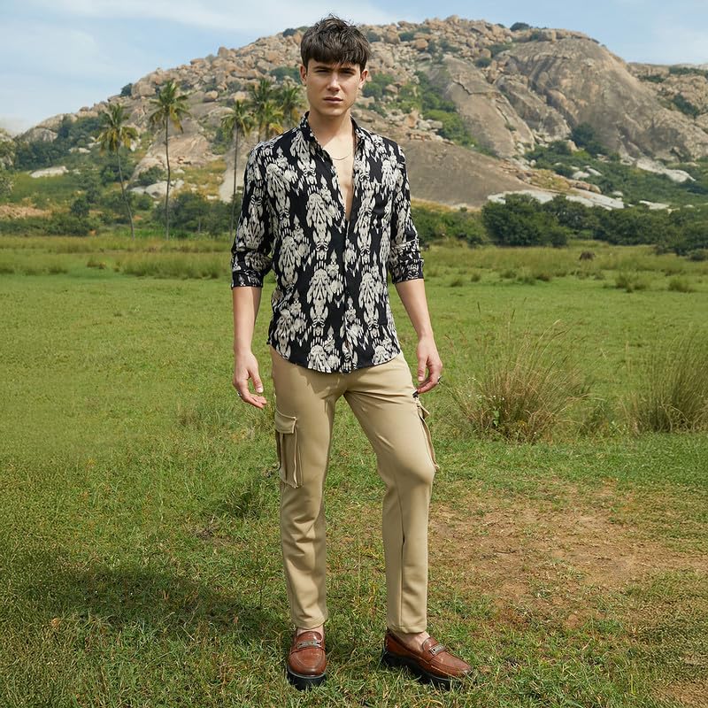 Image of CAHOOT Men's Shirt for Casual Wear | Spread Collar | Long Cuffed Sleeves | Button Closure | Shirt Crafted with Comfort Fit for Everyday Wear