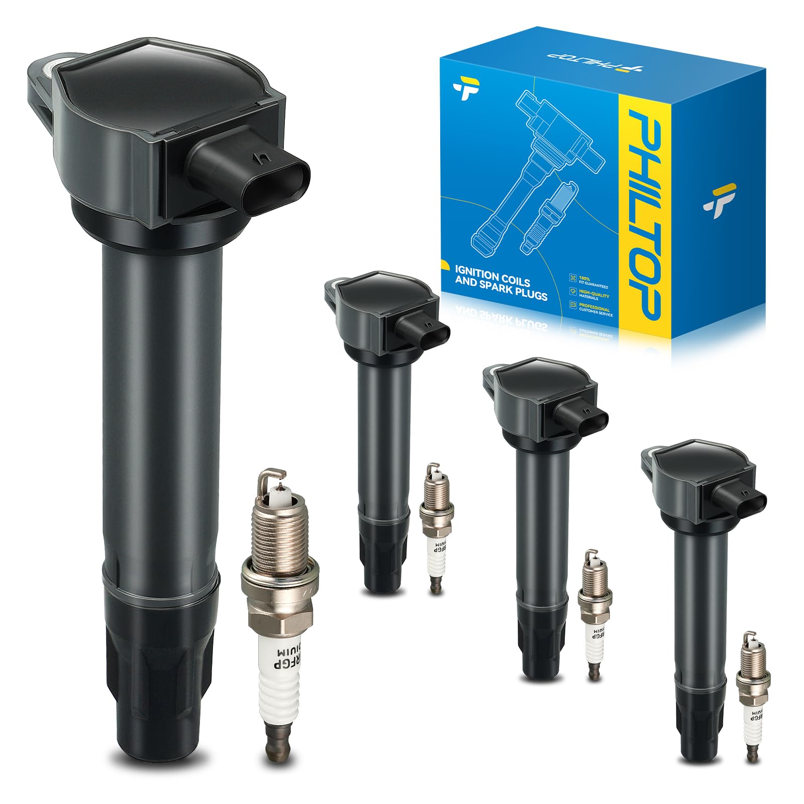 PHILTOP UF557 Ignition Coil Pack and Spark Plugs Kit Fits Jeep Patriot