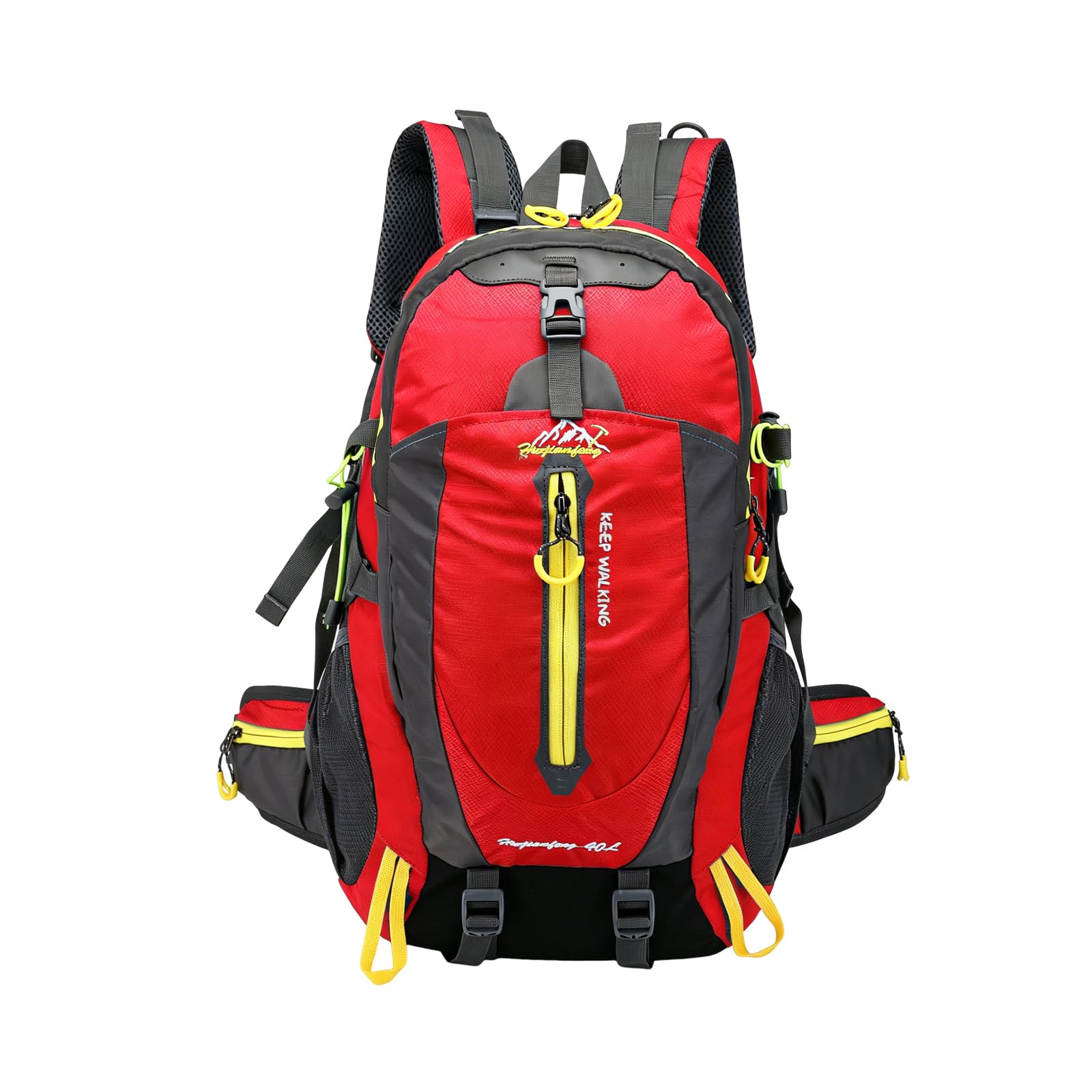 Zaino da Escursionismo 40L Zaino Giornaliero Traspirante Zaini Outdoor Impermeabile Backpack Resistente in Nylon per Campeggio Viaggi Rosso