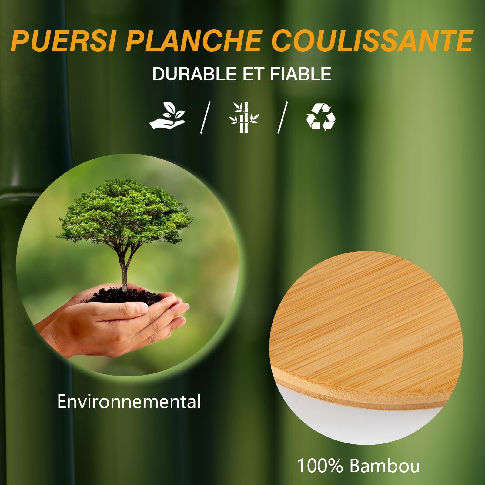 PUERSI Planche Coulissante pour Thermomix TM6/TM5, 2e Génération, Planche Support pour Thermomix, Bambou Bois Plateau/Slider avec Roulettes [Noir]