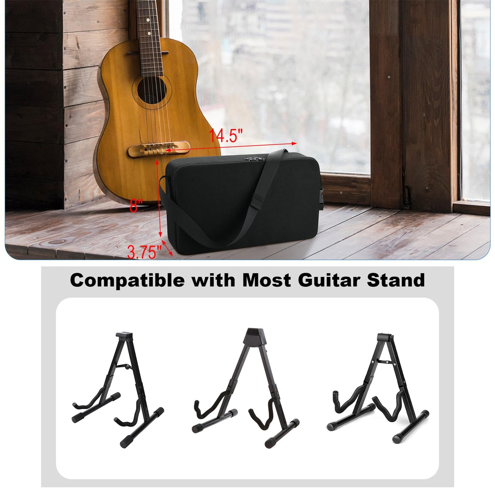 Borsa per il trasporto del leggio con tracolla, borsa per leggio musicale, borsa impermeabile per per strumenti, custodia per strumenti di grande capacità (nero) per musicisti e