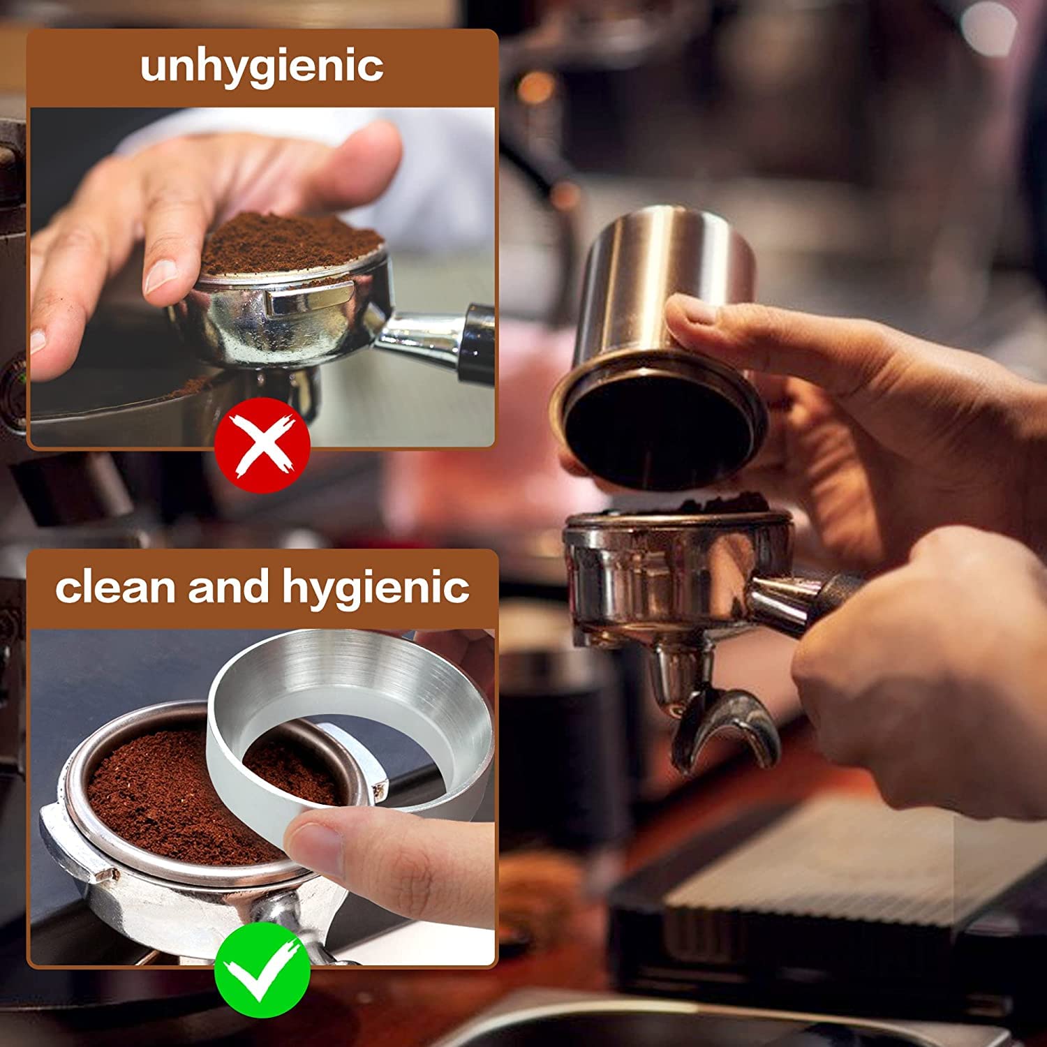 Tazza Dosatrice Per Caffè 58 Mm In Acciaio Inossidabile - Dosing Cup Per Macinacaffè E Portafiltro, Con Capacità 120 Ml, Colore Argento