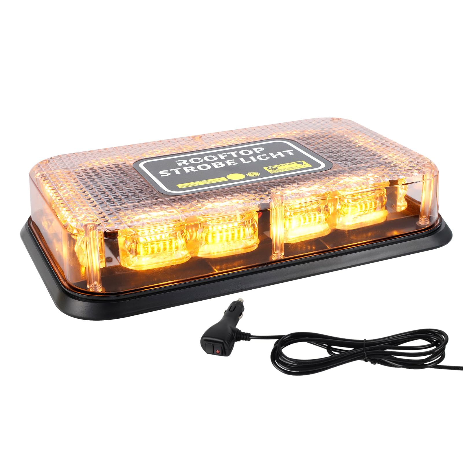 I LITTON Amber LED Light Bar Beacon Light, 72-LED 16 Flash Modes Amber Roof Light Flashing, 12V-24V Recovery Beacon Emergency Warning Strobe Lights for Truck Vehicles Car Agricultural Tractor Forklift