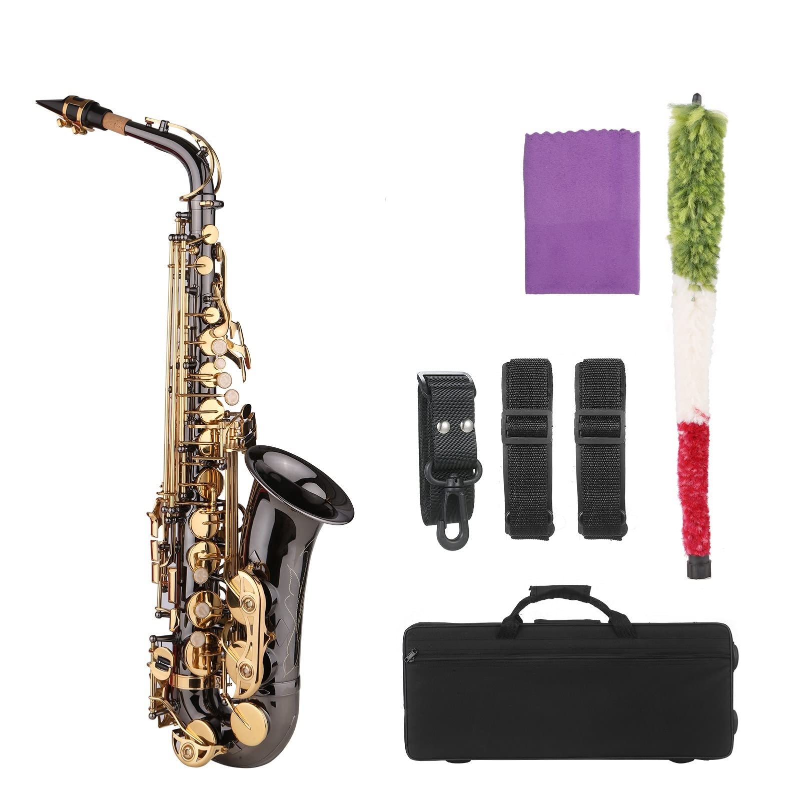 Sax Principianti Kit EB e- Flat Saxophone saxofono Sax con Incisione Tasti di nacellata con Custodia per Custodia per Custodia per cuoti in Tessuto Strumento a fiato