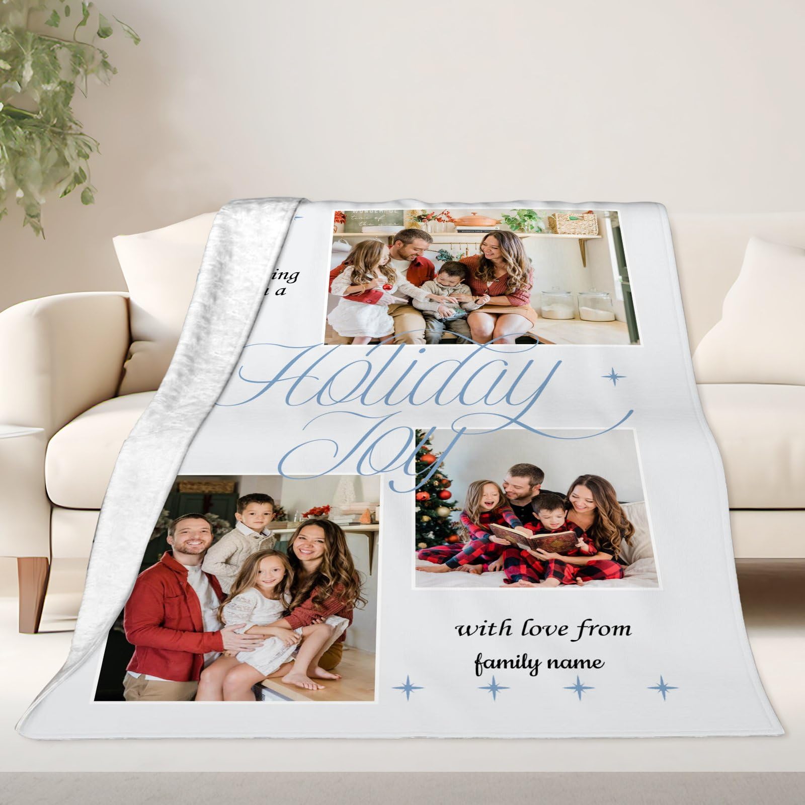 Mantas personalizadas con texto de 3 fotos, regalos personalizados para parejas para marido y esposa, regalos de manta de Navidad personalizados para mamá y papá