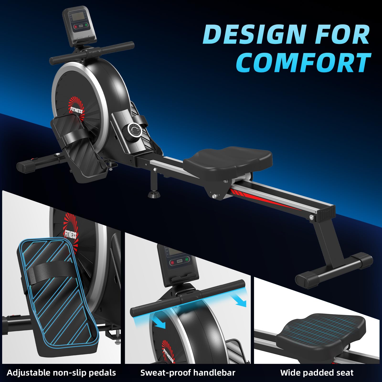 Dskeuzeew Rameur pour la Maison, Silencieux, magnétique, Pliable, avec 16 Niveaux de résistance, Maximum 150 kg