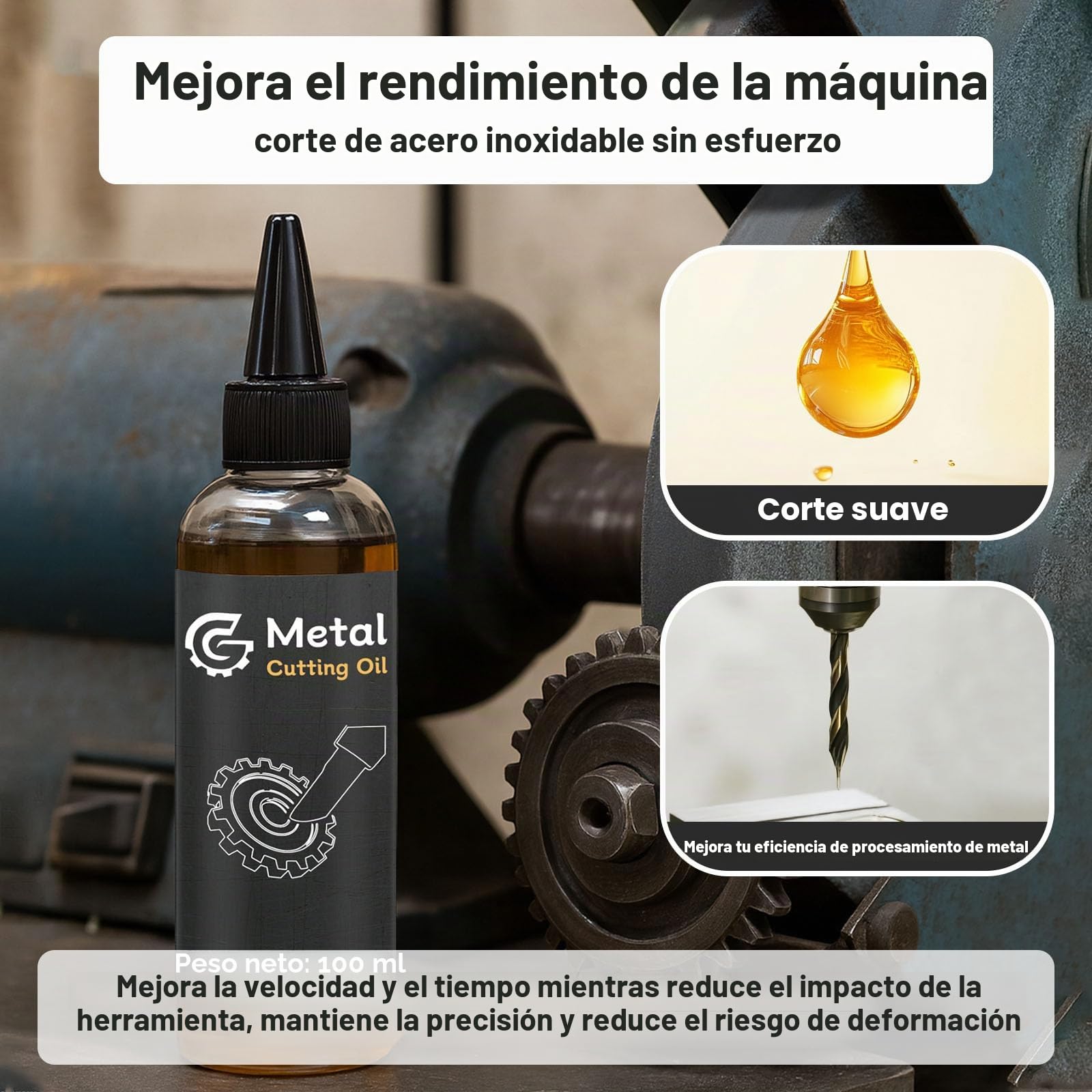 1DFAUL Aceite de corte de 200 ml para taladrar metal, fluido de corte para taladrar, reduce la fricción y la deformación térmica, prolonga la vida útil de la herramienta, para acero inoxidable y
