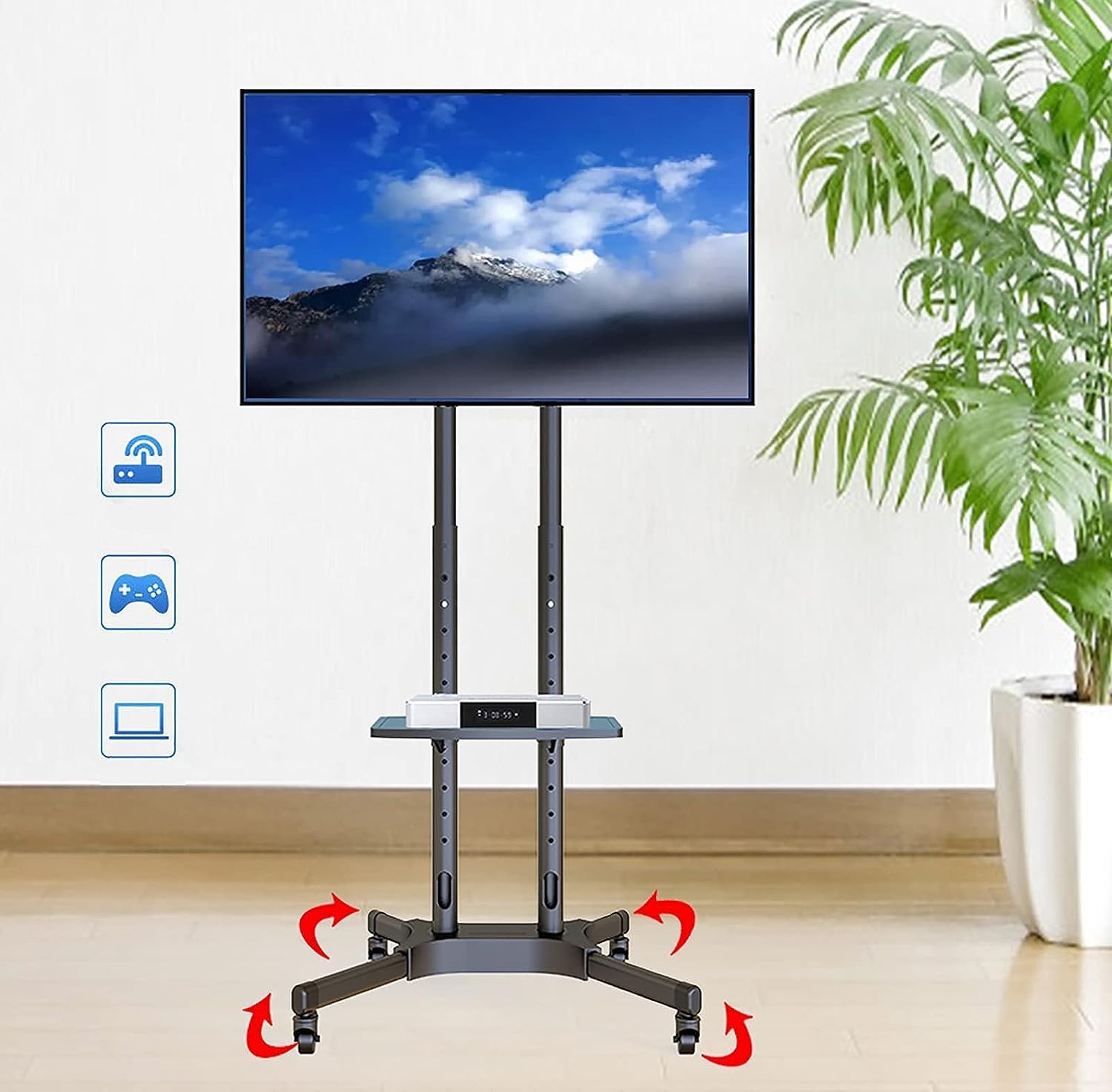 Soporte rodante Ajustable para TV con Soporte de Suelo Soporte para TV móvil para televisores de 3270 Pulgadas Fácil Montaje Robusto y Elegante.