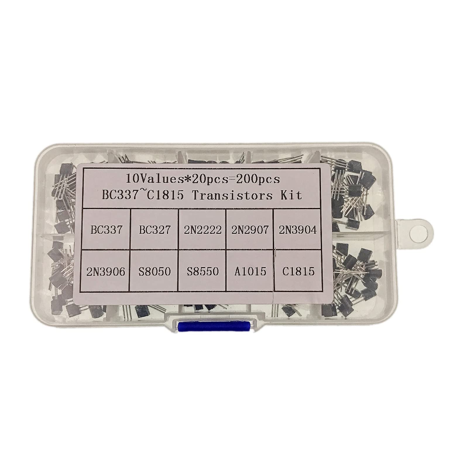 Produktbild von JZK 200 Stück Transistor-Sortiment – 10 Werte PNP/NPN, BC337, BC327, 2N2222, 2N3904 U.v.m.