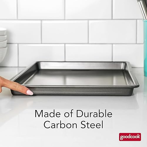 Miniatura 5 de GoodCook PRO - Bandeja grande para hornear, antiadherente, resistente a la deformación y a los arañazos, apta para lavavajillas, construcción de