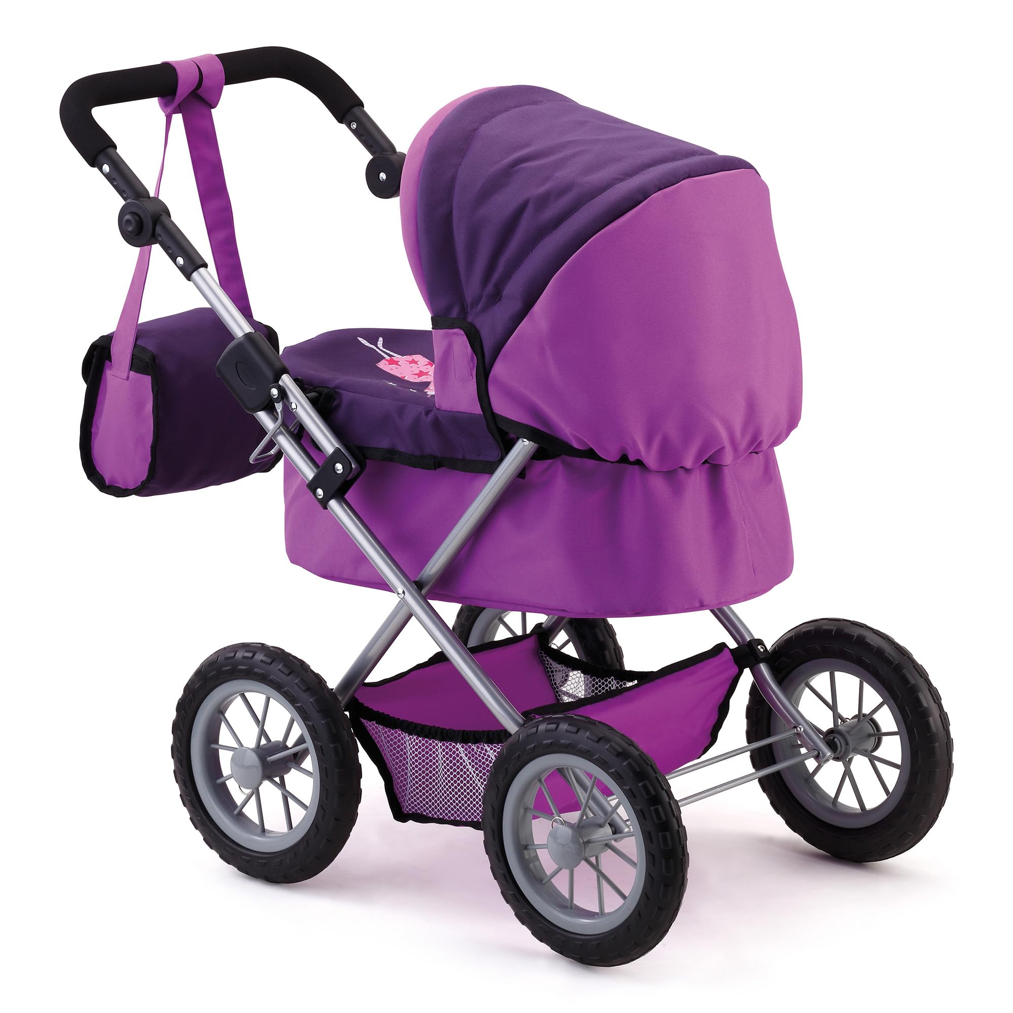 Bayer Design Dolls: Trendy Pram - Two-Tone Purple & Fairy - Accessory for Dolls Up to 18