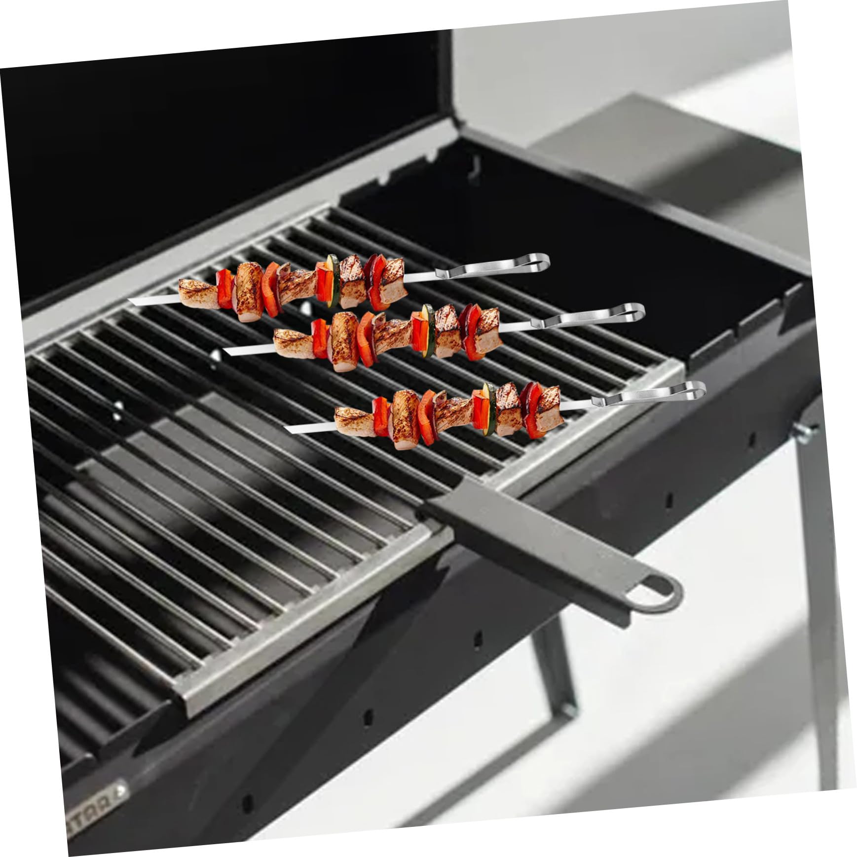 Bbq Schaschlikspieße Teilig mit Rutschfest und Hitzebeständig Flache Grillspieße für Fleisch Gemüse Outdoor Grillen Camping und Picknick