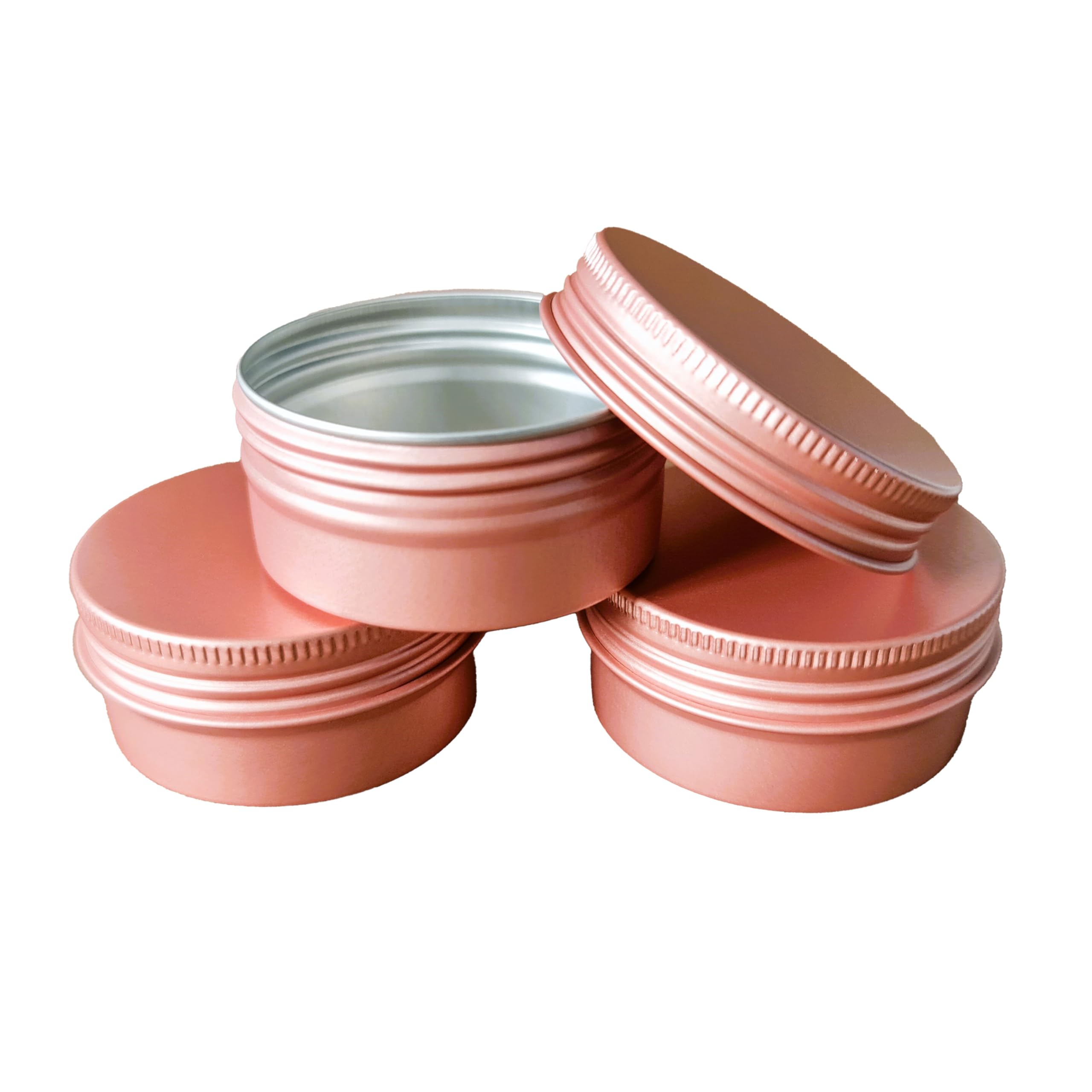 SHC Web 10 x 50ml Rose Gold Tin with Screw On Lid - Medication/Herbs/Cream/Wax/Balm - Cosmetic Container - Pink Aluminium Metal Jar 50g