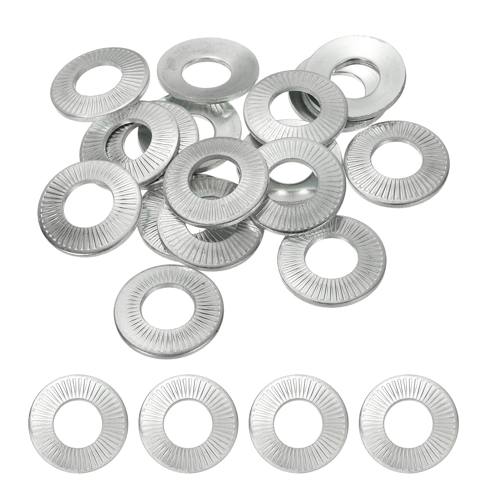 PATIKIL M12x26x1.8mm Flat Washers 20Pcs 65Mn Steel Belleville Spring Disc Washer Conical Knurled Metric Gasket for Automotive Industrial Construction (White Zinc Plating)