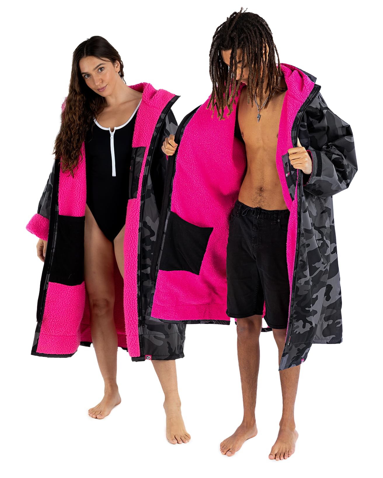 Dryrobe Advance Long Sleeve, Black Camo Pink - XL
