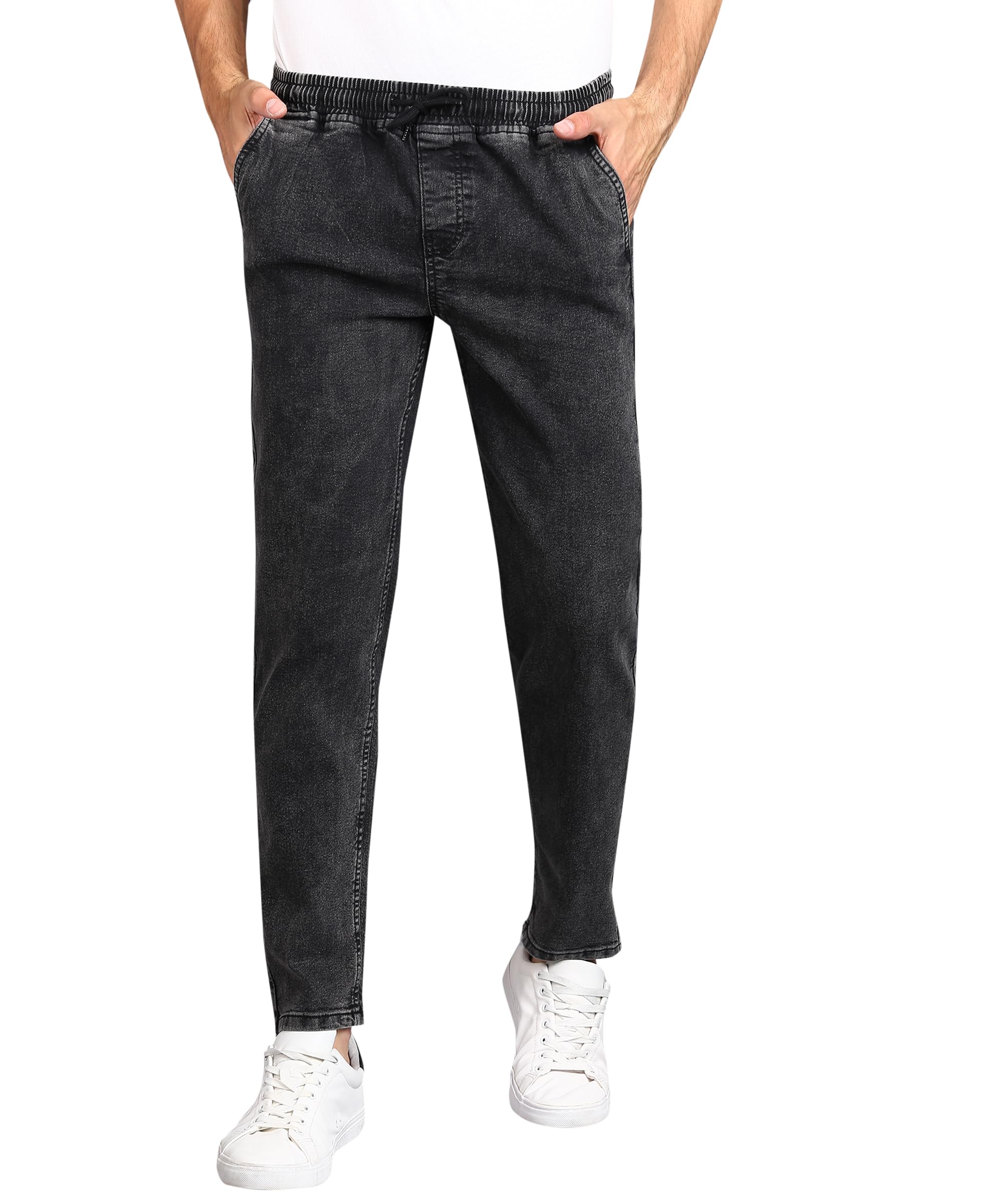 urbano fashion Men Mid Rise Regular Fit Washed Jogger Jeans Stretchable-picture-34