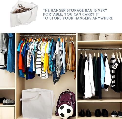 Miniatura 6 de Bolsa plegable triangular con asas, organizadores que ahorran espacio, almacenamiento ordenado en armarios, 18 x 13 x 13.2 pulgadas, blanco,