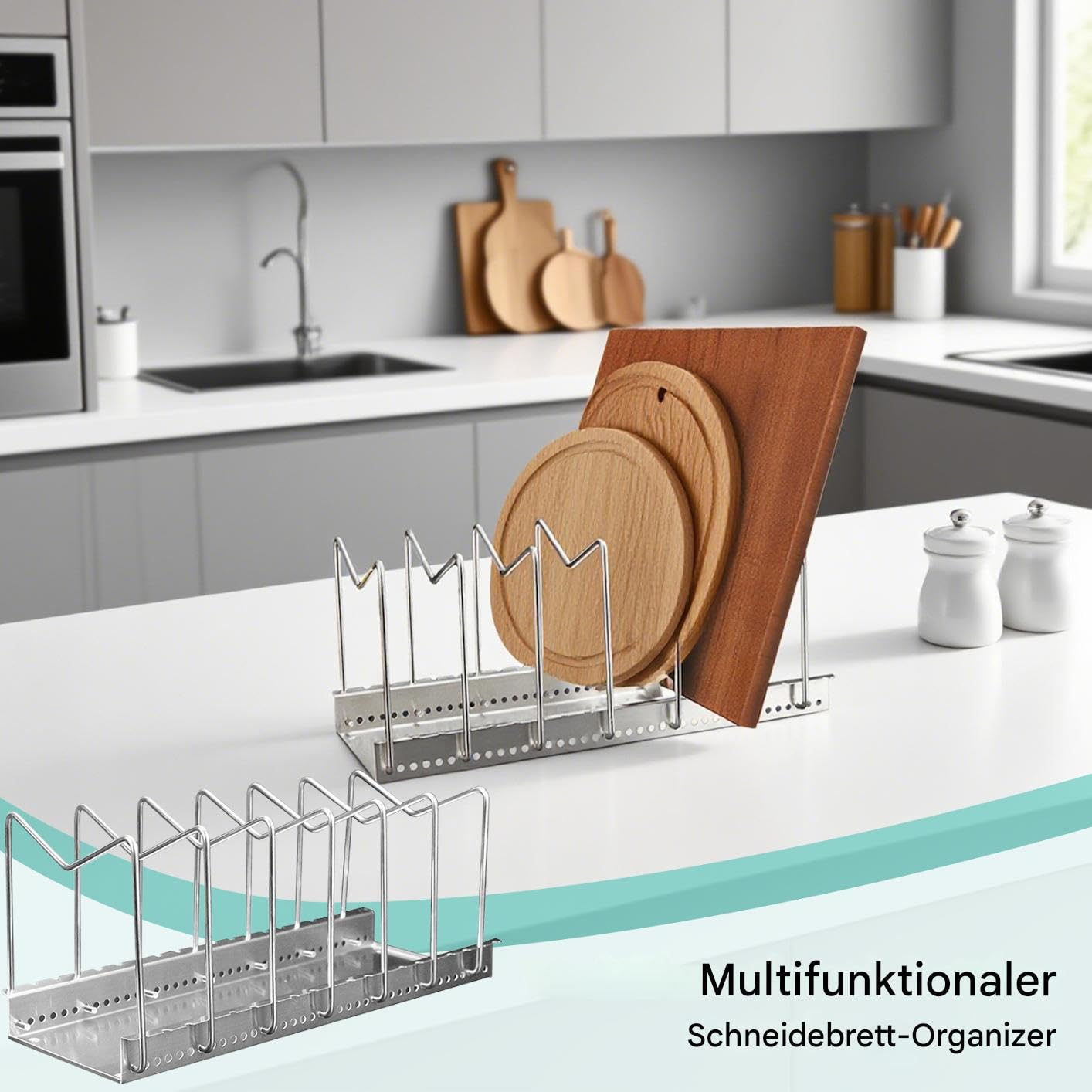 Schneidebrett Organisator - 7 Schlitzschneidebretthalter | Kochgeschirr