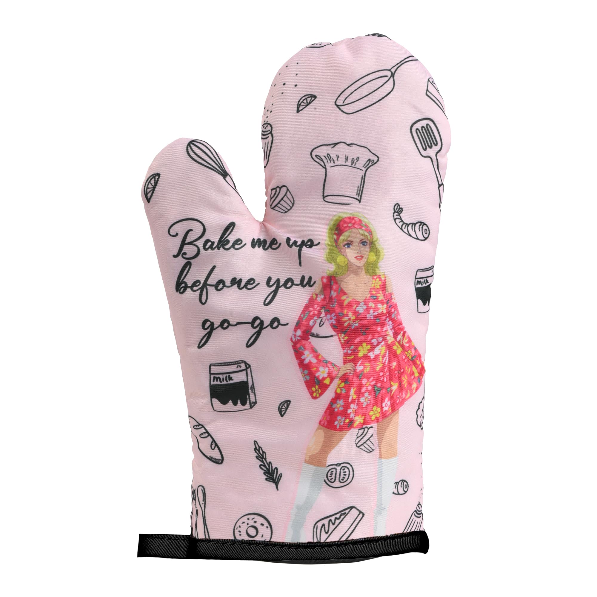 Funny Oven Mitts for Women Baking Gifts Kitchen Accessories Baker Gifts Novelty Heat Resistant Oven Mittens Pink Cooking Gift Cute Birthday