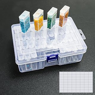 Diamond Painting Storage Containers, Bead Storage Organizer 44 Grids Diamond Painting Accessories, Bead Storage Containers with 64 pcs Label Stickers