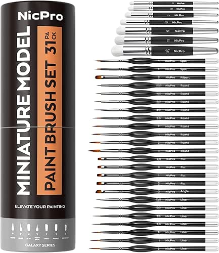 Nicpro Miniature Paint Brushes Drybrush - 31PCS Model Paint Brush