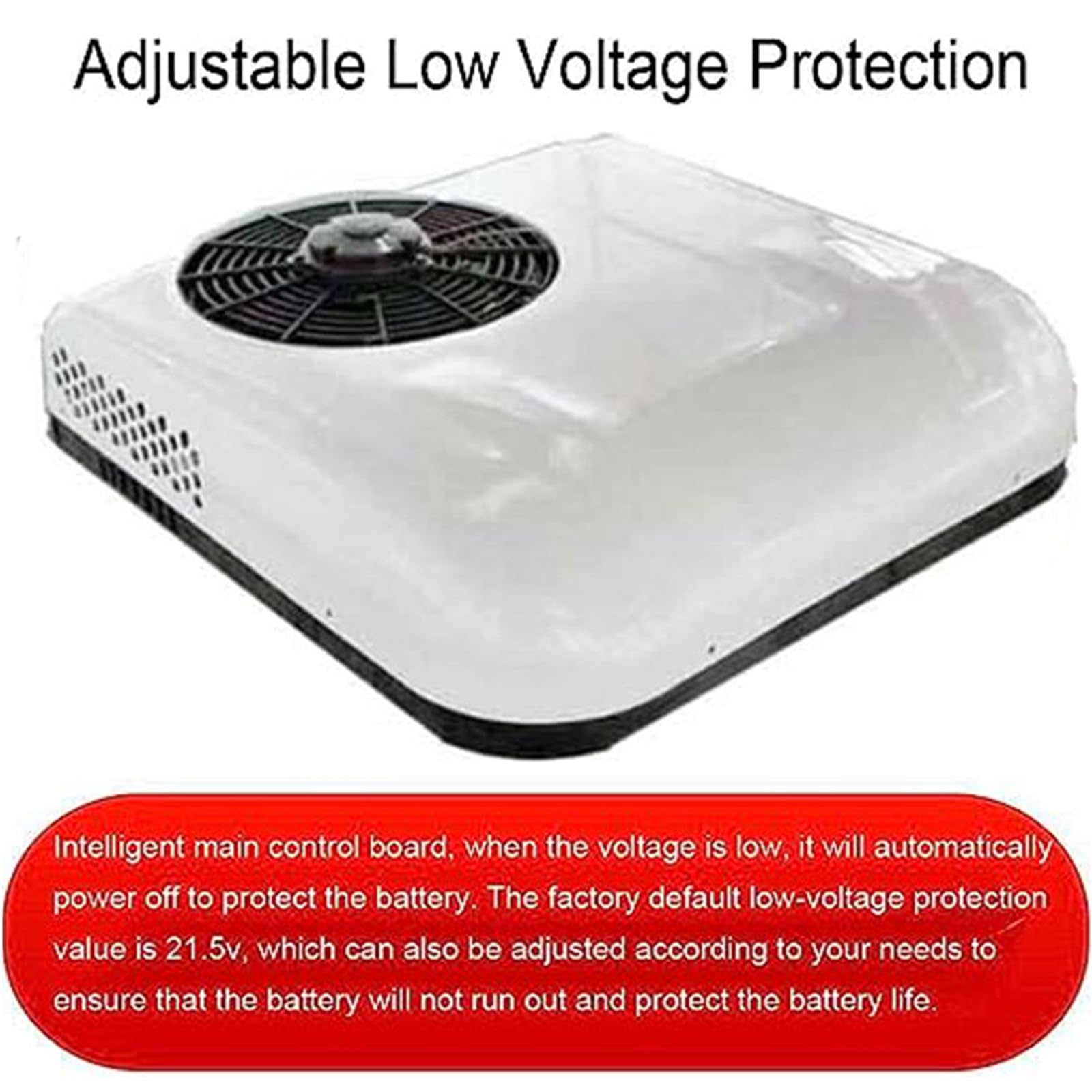 12V/24V CC aire acondicionado para techo de coche, ultrafino, para furgonetas, todoterrenos, camiones, caravanas, tractores, excavadoras, sist-ema ventilación coche, compresor aire White-12V