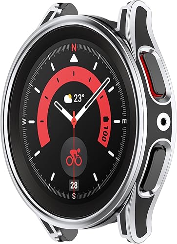 Miniatura 2 de MOTONG Funda protectora de PC con protector de pantalla de vidrio templado compatible con Samsung Galaxy Watch 54 de 1.575 pulgadas (1.575 pulgadas,